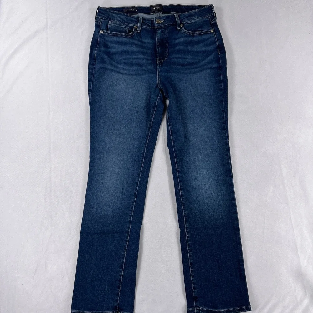 NYDJ‎ Sheri Slim Jeans Lift Tuck Technology Dark Wash Stretch Denim Size 12